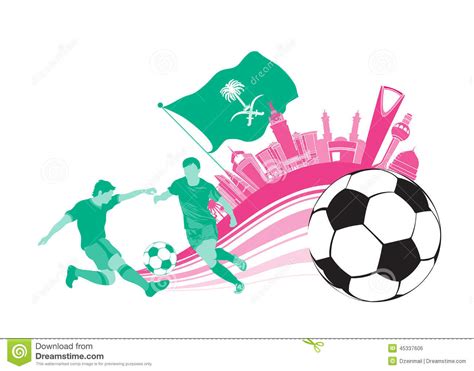 Ciudad Del Fútbol Del Fútbol De La Arabia Saudita Ilustración del