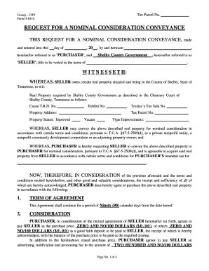 Fillable Online REQUEST FOR A NOMINAL CONSIDERATION CONVEYANCE Fax