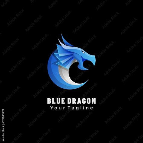 Vector Logo Illustration Blue Dragon Gradient Colorful Style. Stock Vector | Adobe Stock