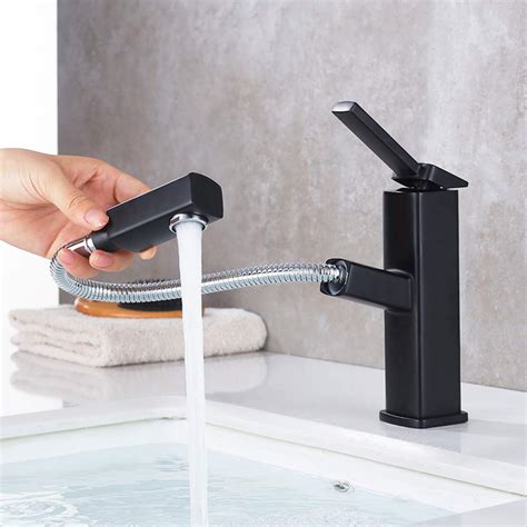 KAIYING Bathroom Sink Faucet With Pull Out Sprayer Single Handle Basin Mixer Tap For Hot And
