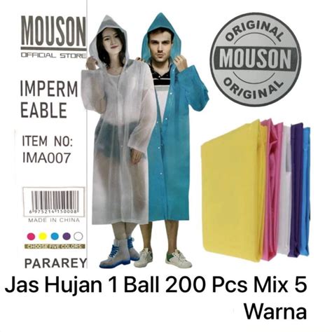 Jual Raincoat Jas Hujan MOUSON Ponco Plastik EVA Lengan Panjang