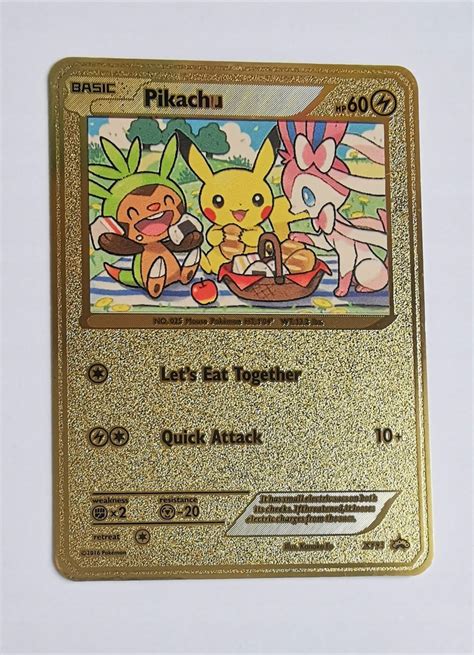 Pokemon Pikachu Sylveon Gold Złota Metalowa Karta 13297971255