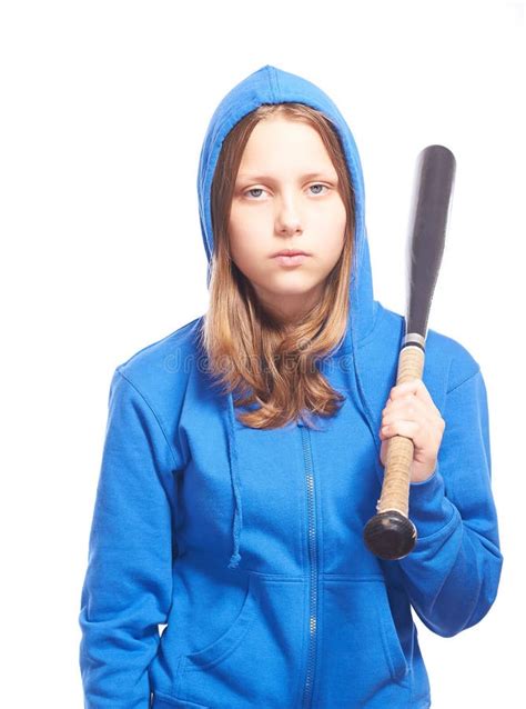 Angry Teen Girl Hood Baseball Bat Stock Photos Free Royalty Free