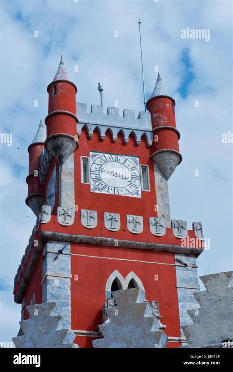 Red tower at Palacio de Pena, Sintra, Portugal Stock Photo - Alamy