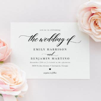 Elegant Classic Script Simple Wedding Invitation | Zazzle