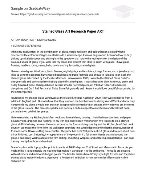 ⇉art Appreciation Stained Glass Research Paper Essay Example Graduateway