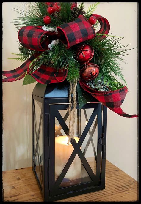 Christmas Lantern Swag Buffalo Plaid Holiday Decor Buffalo Etsy