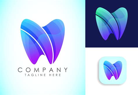 Dental clinic logo template, Dental gradient color logo design vector ...