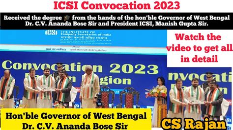 CS Convocation 2023 In Detailed CSRajanKumar Cs Icsi