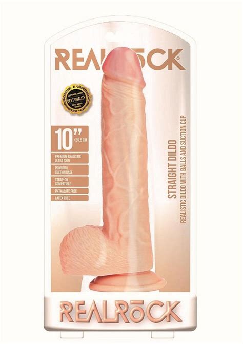 Realrock Curved Realistic Dildo With Balls And Suction Cup In