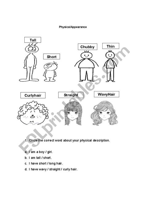 Physical Appearance Esl Worksheet By Alucinado1021