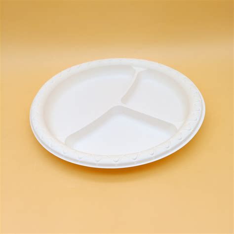 10 Inches 3 Compartment Corn Starch Compostable Food Plate Paper Dishes