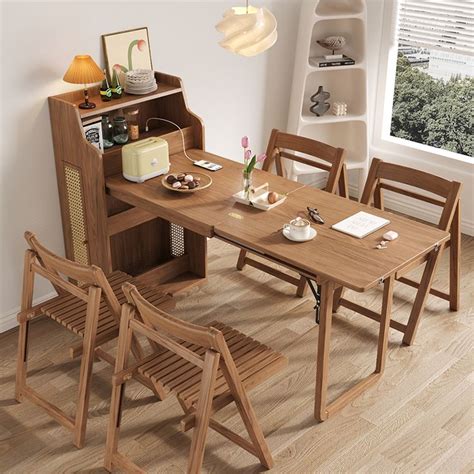 Foldable Dining Table With Chairs Set Multi Form Storage