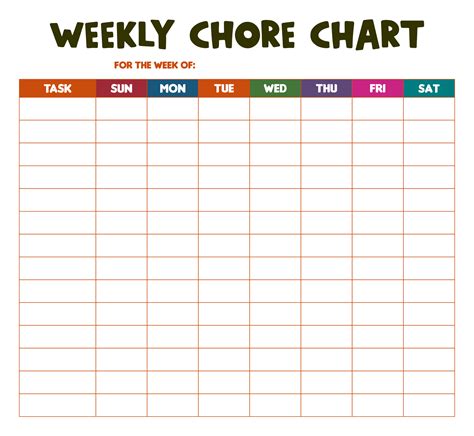 Weekly Chore Charts Weekly Chores Chore List Chore Chart Template Printable Chore Chart