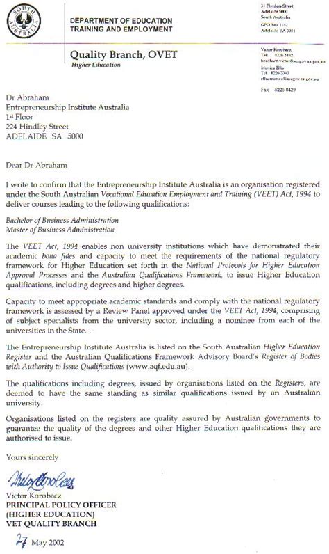 Official Accreditation Letter Click To Enlarge