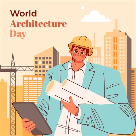 Ilustración del día mundial de la arquitectura plana Vector Premium