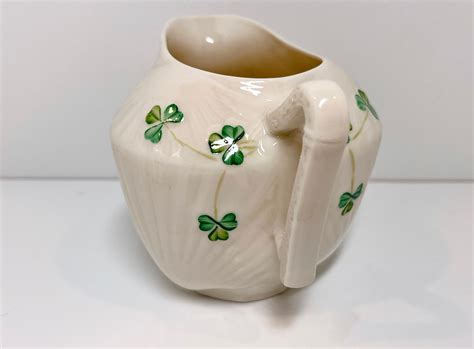 Belleek Creamer Harp Shamrock Ware Irish Creamer Blue Mark Belleek Made