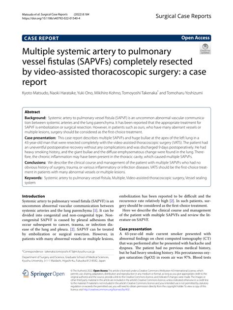 PDF Multiple Systemic Artery To Pulmonary Vessel Fistulas SAPVFs