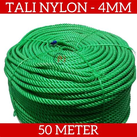 Jual Tali Tambang Nylon Nilon Plastik Ukuran 4mm Per Roll Panjang 50