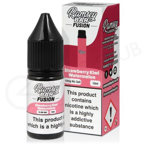 Strawberry Kiwi Watermelon Ice Nic Salt E Liquid By Ramsey Bar Fusion