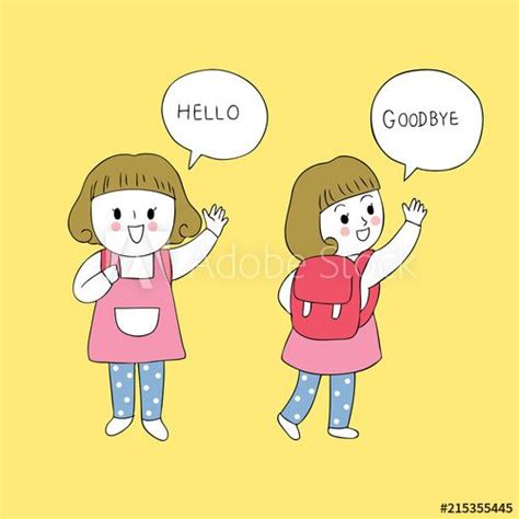 Say Hello And Goodbye Teacher Cartoon How To Say Hello Hello Goodbye