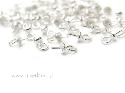 4 Stuks 3mm Sterling Zilveren Kraalhanger Parelschotel Met Pin