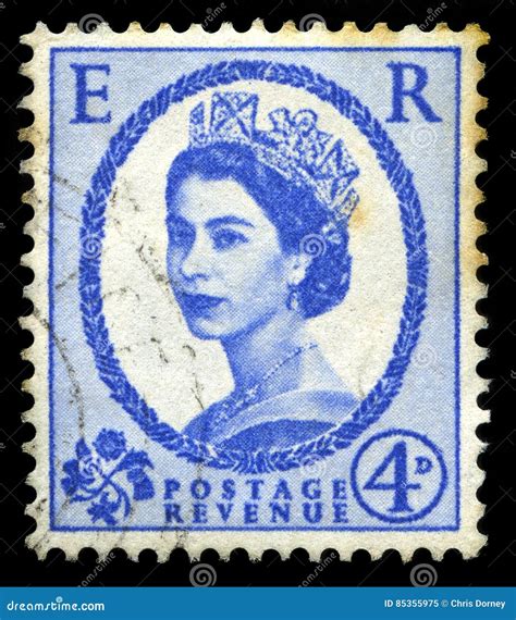 Vintage Queen Elizabeth Ii Postage Stamp Editorial Image Image Of