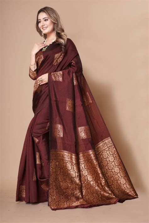 Brown Printed Banarasi Sarees Age Group Adults At Rs Piece In