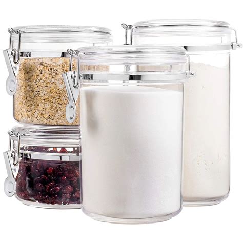 Food Grade Piece Acrylic Canister Set Food Jars Clear Airtight