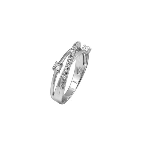 Bague Carador Triple Anneaux Crois S Argent Et Oxydes De Zirconium