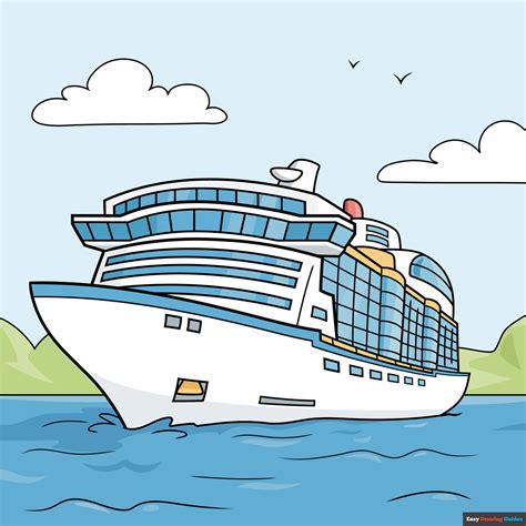 How to Draw a Cruise Ship - Really Easy Drawing Tutorial