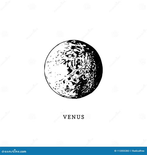 Venus Planet Image On White Background Hand Drawn Vector Illustration