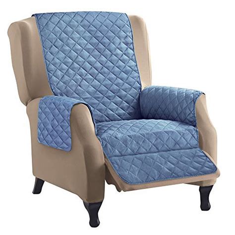 Collections Etc Reversible Quilted Furniture Cover Recliner Dark Blue