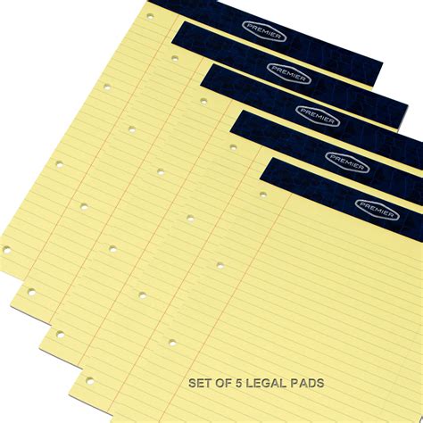 A4 Legal Pad Yellow Feint Ruled Punched Paper Notepad Memo Book Pads