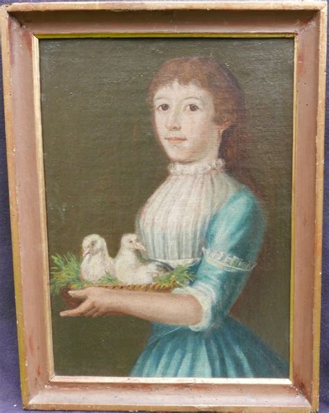 Proantic Portrait De Femme Aux Colombes Huile Toile Du Xviii Me Si