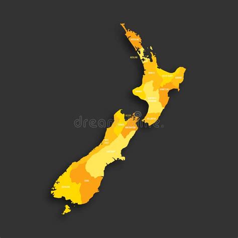 New Zealand Political Map of Administrative Divisions Stock Vector ...