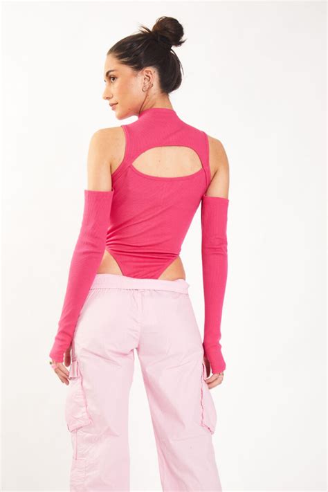 Pink Ribbed Two Way Bodysuit Bonkers Corner