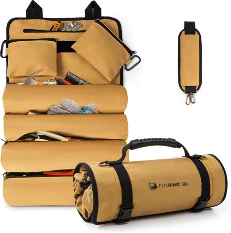 Foxrino Tool Roll Bag Roll Up Tool Bag With 4 Pockets And 2 Detachable