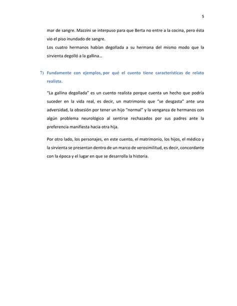 Literatura La gallina degollada Comprensión textual docx