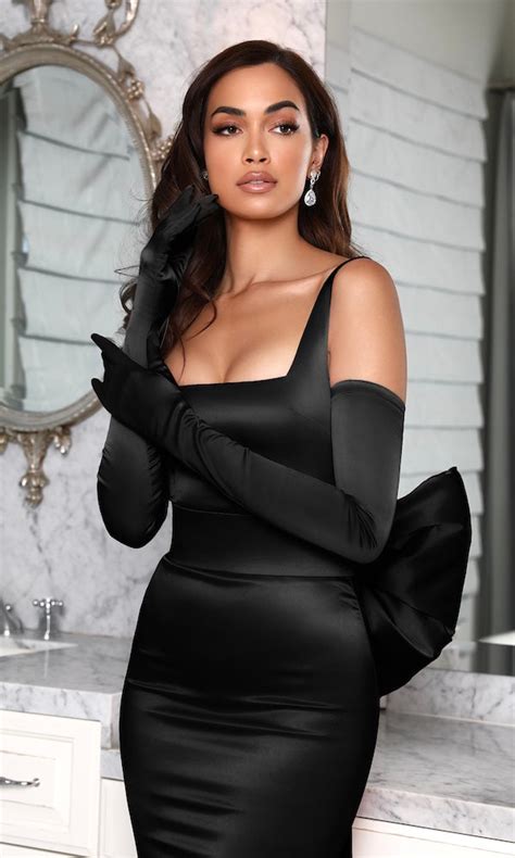 Satin Opera Length Gloves Black Moda Glam Boutique