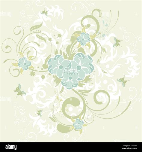 Grunge Flower Background With Butterfly Element For Design Vector