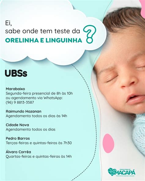 Testes da orelhinha e linguinha são disponibilizados em cinco UBSs de