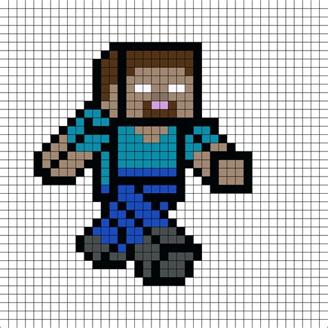 Herobrine From Minecraft Perler Bead Pattern Bead Sprites Misc Fuse