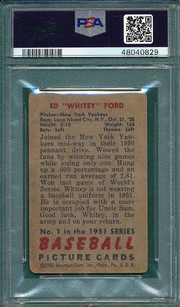 Lot Detail 1951 Bowman 1 Whitey Ford PSA 1 Rookie