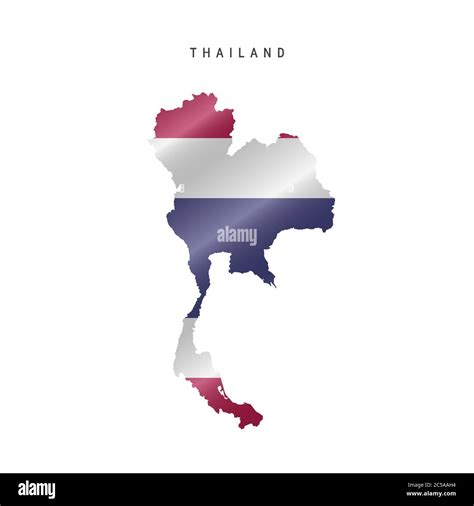 Detailed Waving Flag Map Of Thailand Vector Map With Masked Flag Stock