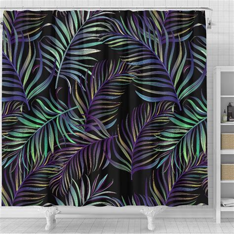 Tropical Palm Leaves Pattern Brightness Shower Curtain Jorjune