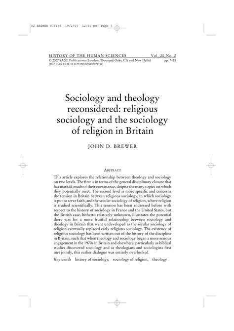 PDF Sociology And Theology Reconsidered Religious Sociology And The