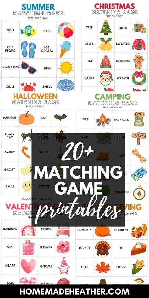 20+ Free Matching Game Printables » Homemade Heather