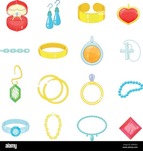 Jewelry Items Icons Set Cartoon Style Stock Vector Image Art Alamy