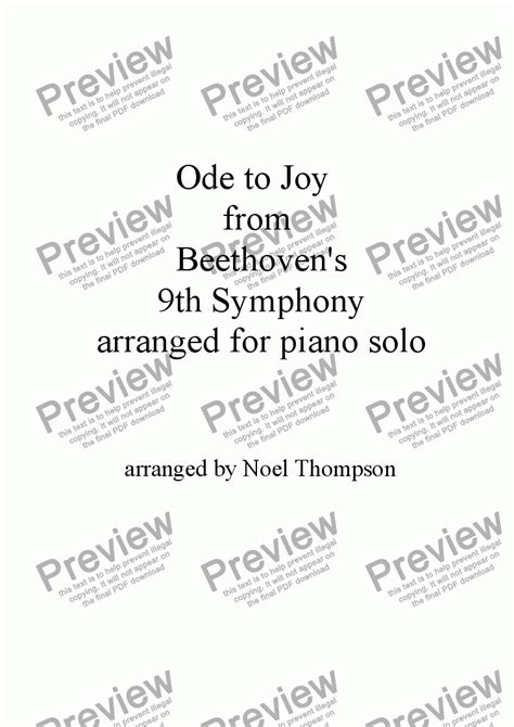 Ode To Joy From Beethovens 9th Symphony Piano Solo Revised Pdf